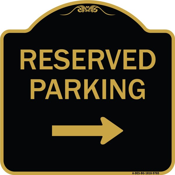 Designer Series-Reserved Parking 2, Black & Gold Heavy-Gauge Aluminum, 18" x 18", BG-1818-9765